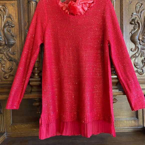 RED SPARKLE KNIT TOP - Picture 1 of 12
